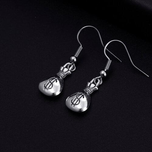 Trendy Vintage Purse Bag Shape Dangle Antique Color Plated Earrings for Women Girl Retro Drop Earrings Cute Earring Jewelry