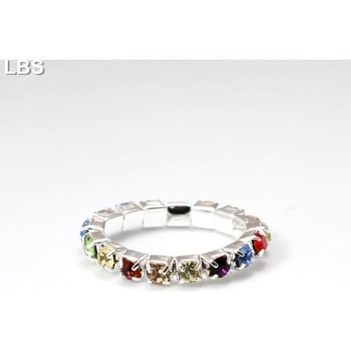 MOREDEAR Resizable Ring Elastic 925 Stering Silver Rainbow Ring CZ Crystal toe ring 3mm