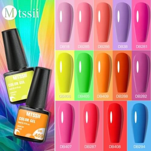 Mtssii 6ml Fluorescent Color Nail Gel Polish UV LED 14 Colors Manicure Semi Soak Off Gel Varnish Nail Art Design Gel Varnish