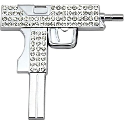 3D bully pistor emblem chrome sticker self adhesive decal badge logo with diamonds stones for car van truck suvs