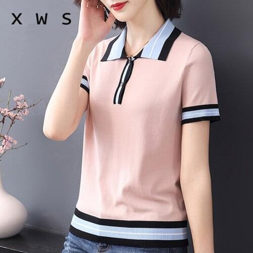 NEW summer Sweater Women striped Tight Bottoming Sweater female Knitted Pullovers short sleeve cheap tops oversize basic black