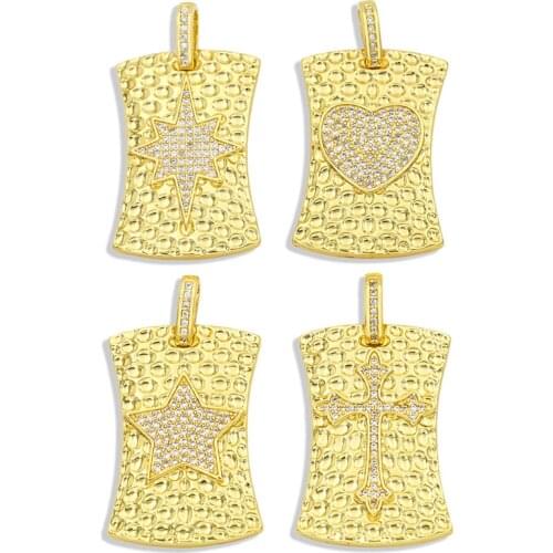 OCESRIO Brass Large Gold Heart Pendants Jewelry Making Supplies 18K Gold Plated Cross Charms for Statement Necklace DIY pdta337