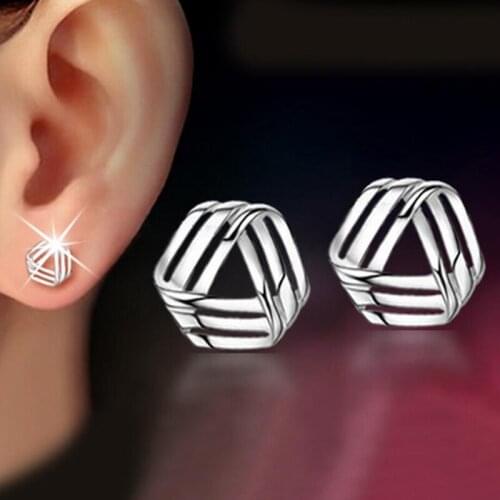 Charm 925 Sterling Silver Earrings Female Jewelry Trendy Triangular Geometric Stud Earring Women Different Occasion Accessories