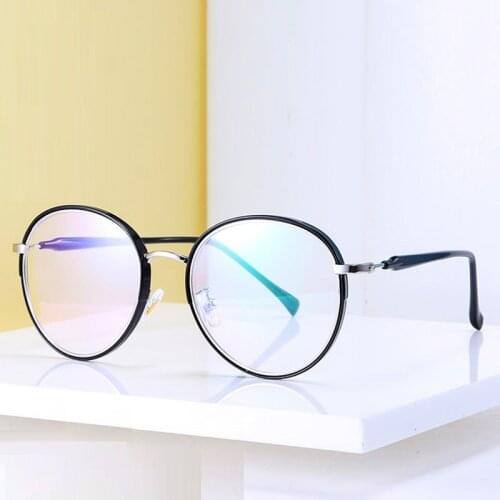 Unisex Blue Light Blocking Computer Glasses Round Anti Blue Rays Eyeglasses Female Plain Mirror Glasses Frame Fashion Eyewear
