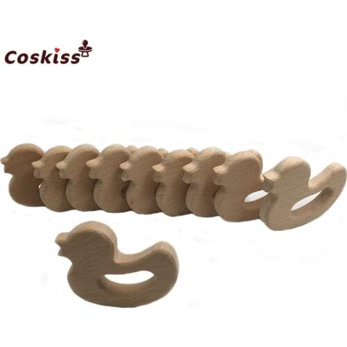 Organic Beech Wooden Mandarin Duck Natural Handmade Wooden Teether DIY Wooden Personalized Pendent Eco-Friendly Baby Teether