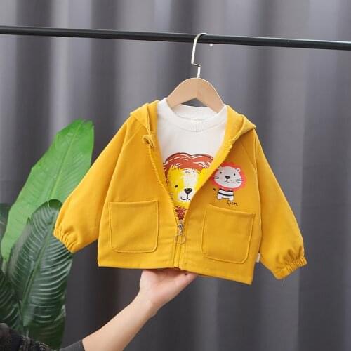 Autumn Baby Boys Girls Cartoon Lion Hooded Zipper Coat Outwear Sweatshirt Autumn Spring Kids Jackets Children Clothing 0-5 YEARS