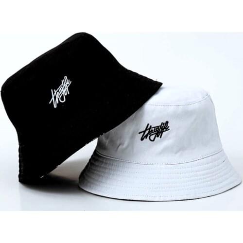 2021 Summer Reversible Bucket Hat Women English Letters Print Cotton Sun Protection Fisherman Cap Panama Hat Bob Gorro Pescador