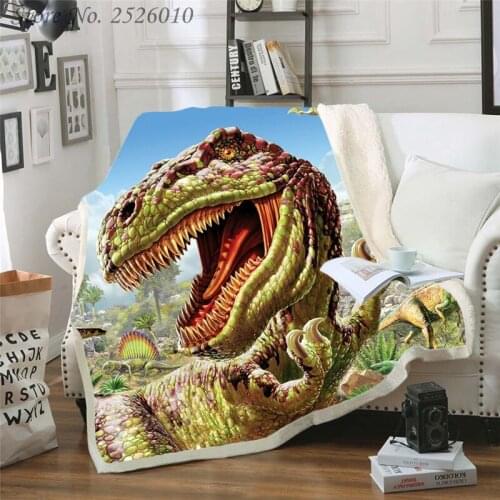 Throw blanket Dinosaur Jurassic 3D Velvet Plush Blanket Bedspread For Kids Girls Sherpa Blanket Couch Quilt Cover Travel 13