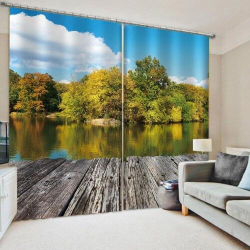 Nature scenery landscape curtains 2Pcs Scenery Drapes Blackout Waterproof Mold-proof Anti-UV Silky Polyester Window Curtain