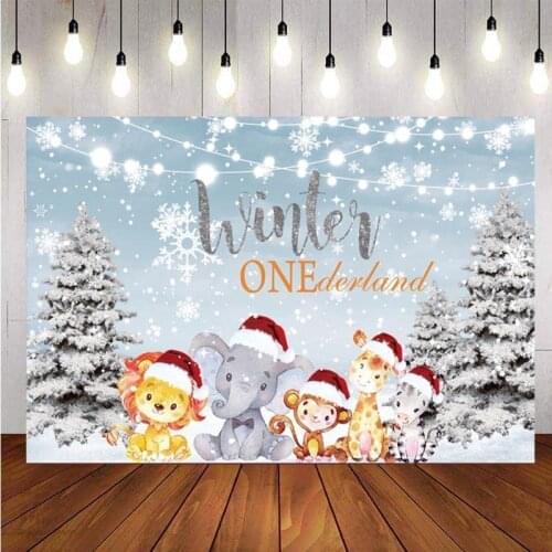 Baby Shower Christmas Backdrops Winter One Derland Snowflakes Pine Photo Booth Background Children Studio Props Backdrop