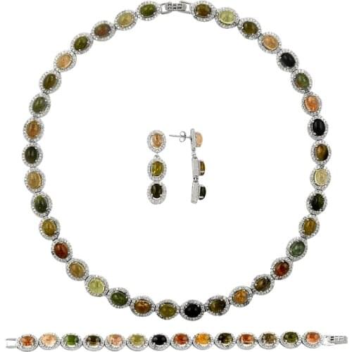 Silverlina Silver Natural Tourmaline Gemstone Set
