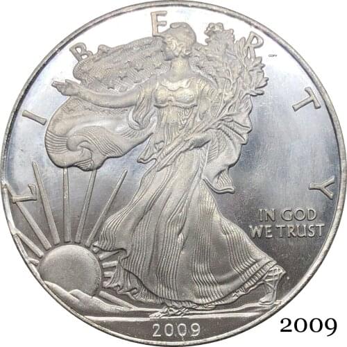 United States America 2009 W In God We Trust 1 OZ Fine Silver Bullion Eagles One Dollar Silver Plated Copy Commemorative Coin