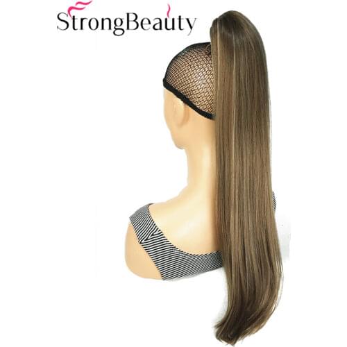 StrongBeauty Synthetic Long Straight Ponytail Clip in/on Hair Extensions Hairpieces
