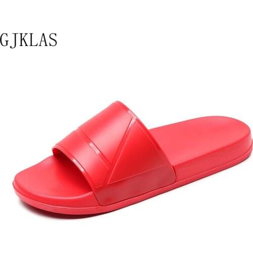 Size 36-47 Couple Black Red Slippers Women Summer Outdoor Flats Shoes Bathroom Slipper Woman Shoe Casual Fashion Beach Slippers