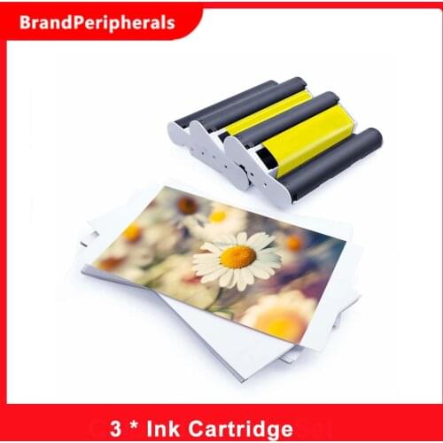 Thermal Sublimation Photo Paper KP-108IN 3-Pack Color Ink Cartridge+108pcs Photo Paper (4x6in) for Canon CP Series Photo Printer