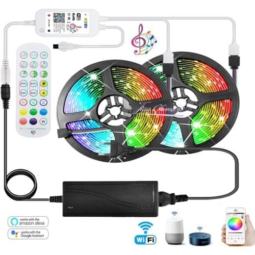 Smart WIFI LED Strip Light Work with Alexa Google-compatible Assistant Voice Control RGB LED Lights Strip 12V 5050 30LEDs/m