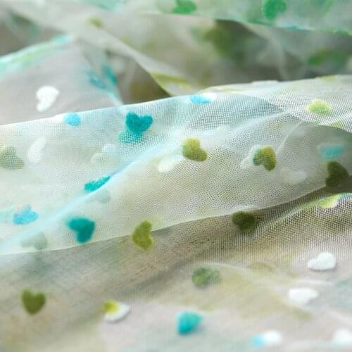 High quality mesh fabric Gradient three-dimensional love flocking lace sewing wedding dress, manual DIY patchwork