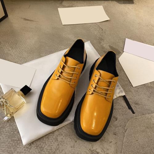 Hot Sell Womens Shoes Genuine Leather Oxford Shoes Lace-up Square Toe Shallow Shoes Luxury Brands Soft Comfortable Shoes