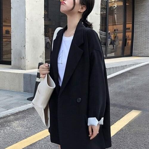 Plus size Suit Women Female Basic Coat 2019 Blazer Jacket Outwear Spring Casacos Femininos Office Lady Black Clothes Oversized