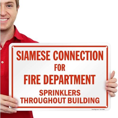 "Siamese Connection For Fire Department" Sign | 12" x 8" Aluminum