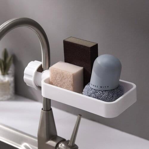 1pcs Kitchen Faucet Soap Dish Torage Shelf Non-perforated Wipes Sponge Brush Soap Dish for Bathroom Soap Box Storage Shelf
