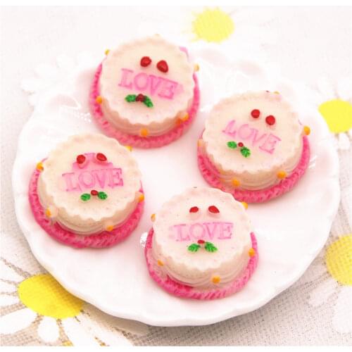 Pink love cake 10PCS 17mm Resin Flatback Cabochon Miniature Food Art Supply Decoration Charm Craft DIY Accessories
