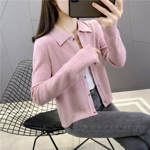 19685 (room 2, aisle 31) solid color square collar button knitted cardigan 49