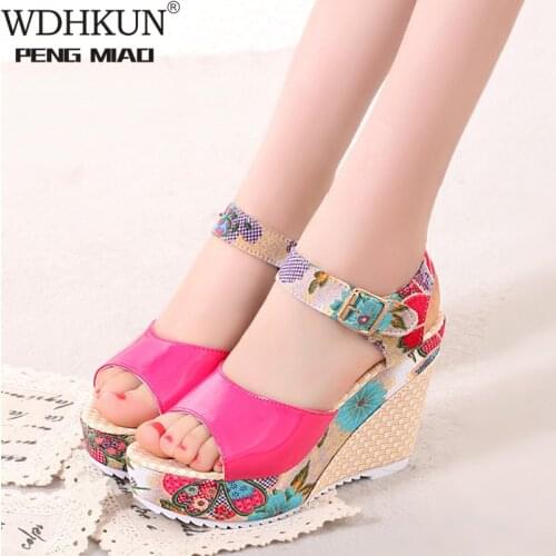 2020 Women Sandals Summer Platform Wedges Casual Shoes Woman Floral Super High Heels Open Toe Slippers Sandalias Zapatos Mujer