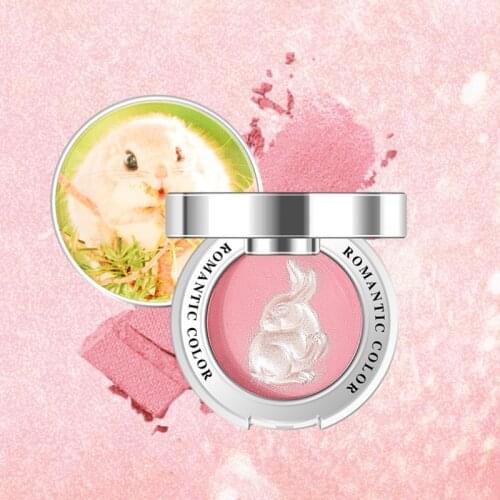 6 Colors Cute Animal Embossed Blush Highlight Makeup Palette Pearl Waterproof Sweat-proof Brighten Cosmetics Powder TSLM1