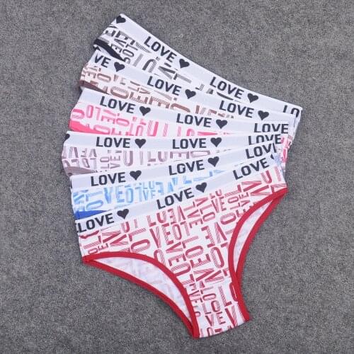 6 pcs/lot Underwear Women Girls Cute Briefs Panty Letter Print Sport Style Lovely Daughter gift