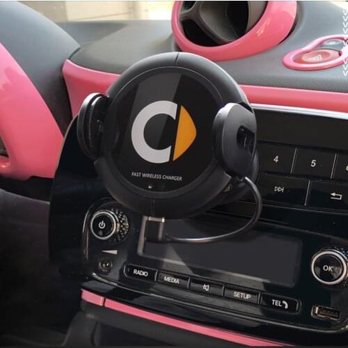 Wireless Charging Car Phone Holder Automatic Quick Charger Stand For Smart 451 Fortwo Smart 453 Fortwo Forfour Auto Accessories