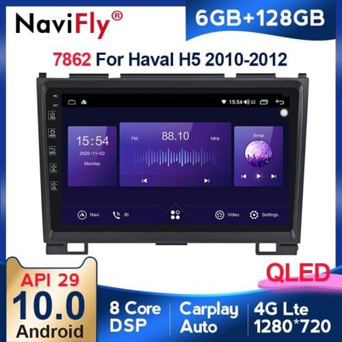 6GB+128GB Octa Core QLED 1280*720 Android 10 Car Radio Navigation GPS Player For GREAT WALL Haval H3 H5 2011 2016 No 2 Din DVD