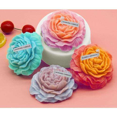 Aromatherapy Candle Mold Color Peony Resin Silicone Mold 3D Gypsum Flower Fragrance Candle Art For Decorative Household Items