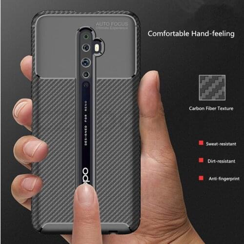 50pcs/lot Slim Carbon Fiber Back Phone Case For OPPO Find X2 Pro Realme 6 X50 Pro A8 A91 A31 F15 Reno 3 Pro Soft Found Cover