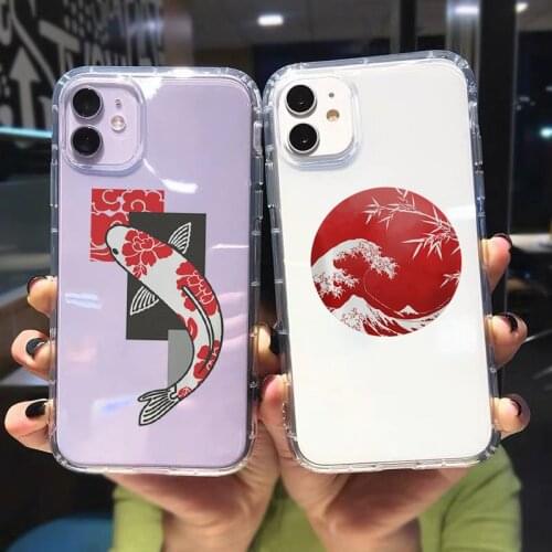 ZUIDID Koi Fish Pattern Phone Case For iPhone XS MAX 12 11 Pro X XR SE 20 6 7 8Plus Japan Wave Shockproof Clear Soft Cover Shell