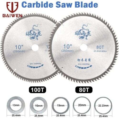 1pc 10'' Woodworking Saw Blade Disc 250mm Circular Cutting Wheels Wood Carbide Cutting Disc Blades For Grinder Cutter 80T 100T