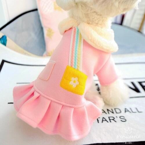 Pink Girl Pet Dog Dress for Small Cat Winter Fleece Puppy Animal Clothes Chihuahua Maltese Skirt French Bulldog disfraz perro
