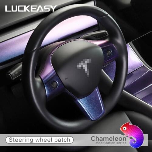 LUCKEASY Interior modification accessories steering wheel decorate patch for Tesla Model3 and ModelY starry sky chameleon series