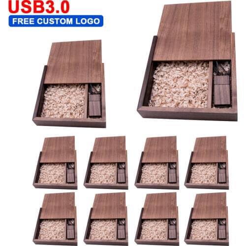 10pcs/lot Memory Stick Flash Drive Photo Album Maple Wood USB 3.0 + Box 4GB 8GB 16GB 32GB 64GB Custom Logo for Photography Gift