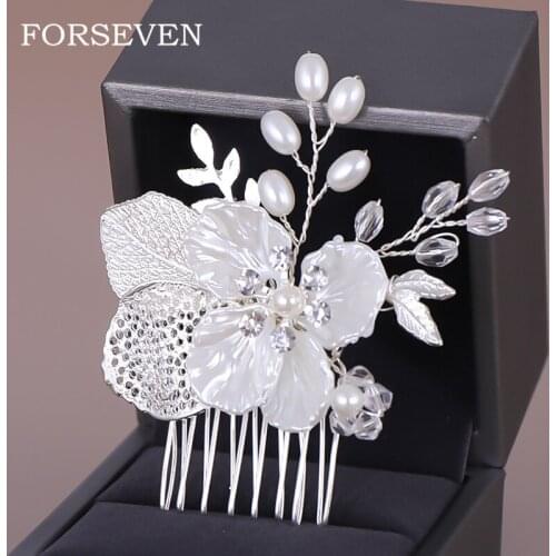 Flower Pearl Hair Comb Bridal Hair Comb Elegant Small Bridal Headpieces Flower Ornaments Fasion Women Hair Accessories