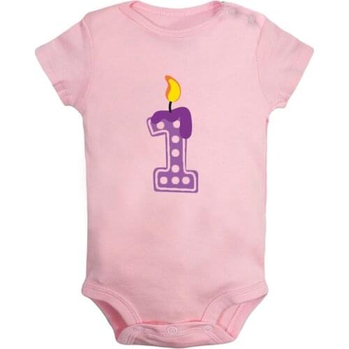 I'm 1 Year Old Cartoon Cute 1st Birthday Candle Newborn Baby Outfits Jumpsuit Printing Infant Bodysuit Clothes Birthday Gift