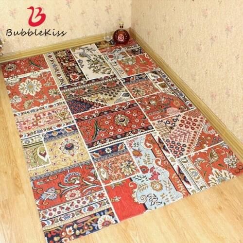 Bubble Kiss Bohemian Jacquard Carpet For Living Room Blue Orange Print Home Bedside Floor Rugs Thicken Hotel Lobby Anti Slip Mat