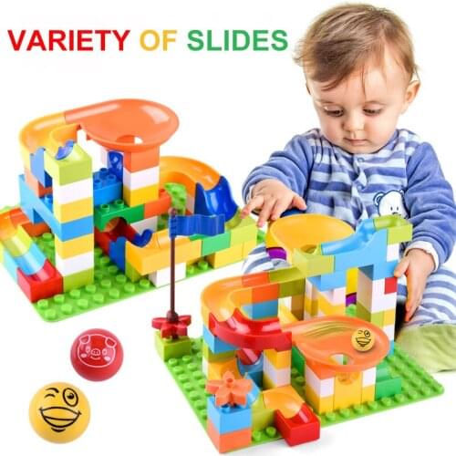 55-76PCS big Building Blocks Marble Race Run Maze Balls Track Funnel Slide Accessories Figures Bricks Compatible brands bricks