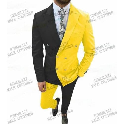 Fashion Design Double Breasted Mens Custom Made Suits Wedding Groom Slim Fit Tuxedo Best Man Blazer Costume Homme (Jacket+Pants)