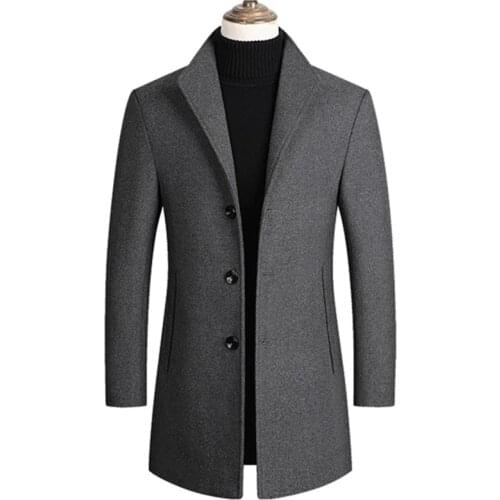 Men Wool Blends Coats Trench Pea Coat 2020 Spring Winter New Solid Color High Quality Mens Wool Jacket Luxurious Brand Clothing