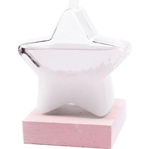 Mini Desktop Droplet Heart star Storm Glass Bottle Weather Forecast Predictor Monitor Barometer With Wood Base For Home Decor