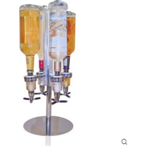 New 4-Bottle Aluminum Alloy Bar Butler Wall Mounted 6 Shot Dispenser Barware Set Wine Whisky Holders And Racks