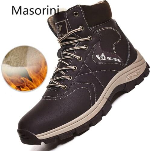 Outdoor 2020 Winter Mens Boots Plush Warm Men Snow Boots Non-slip Men Hiking Shoes Men Shoes Zapatos De Hombre Size 39-48