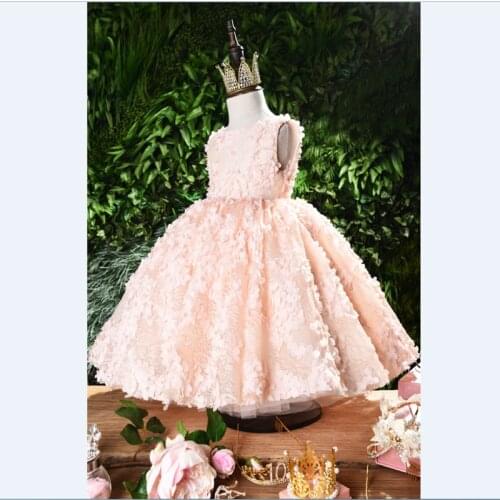 Christening Dress For Baby Girl 12M Ball Gowns Princess Little Girl Wedding Dress Pink Elegant Baptism Baby Girl Dress Fast