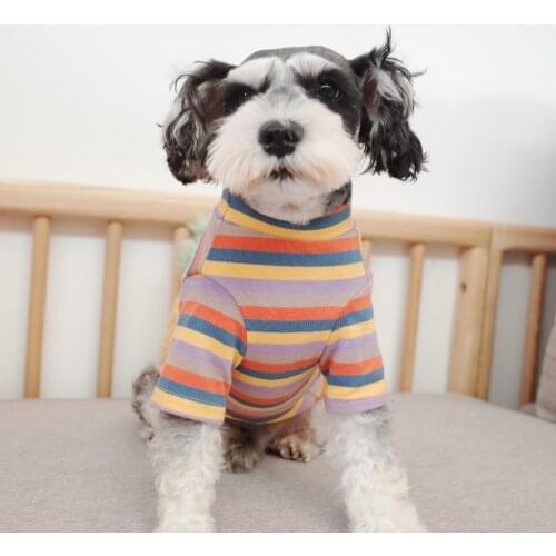 Striped Dog Underwear Tshirt for Small Medium Dogs Spring Pet Dog Vest Sweet Colorful French Bulldog Clothes Schnauzer Outfit